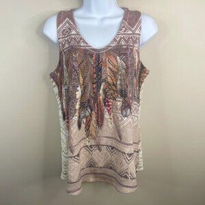 Vocal Native American Feather Festival Top Medium Studded Biker Boho Hippie